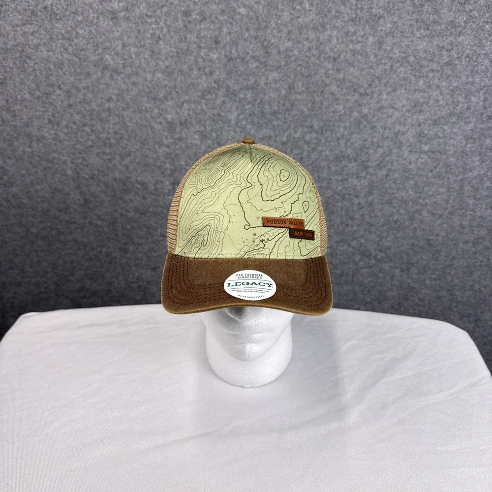 Legacy Trucker Hat Hudson Valley Topo Map OSFA Brown Tan Mesh Snapback Cap New